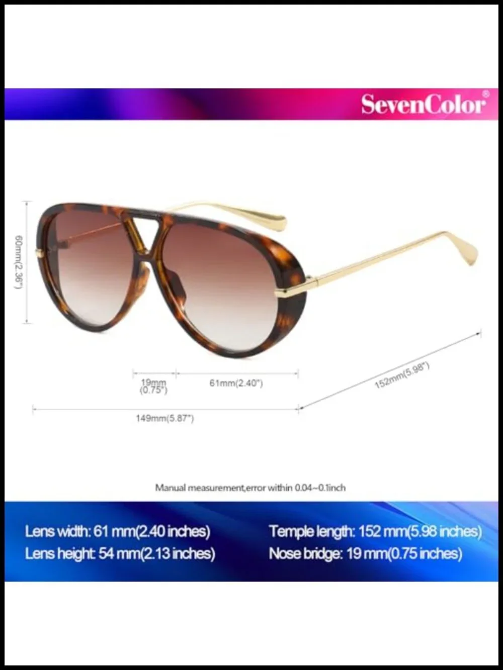 Oversized Aviator Sunglasses Retro Shield UV400 Protection Unisex